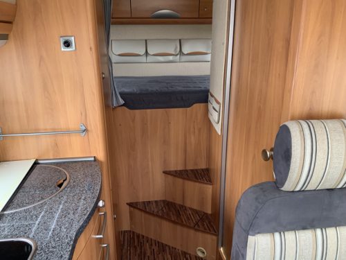 Hymer B 504 SL A-class, Equipped with 1 pers. bed at the rear and a pop-up bed at the front, Engine air conditioning, Alko chassis etc, Year of manufacture 2009 Motorhome centre on the road photo: 8