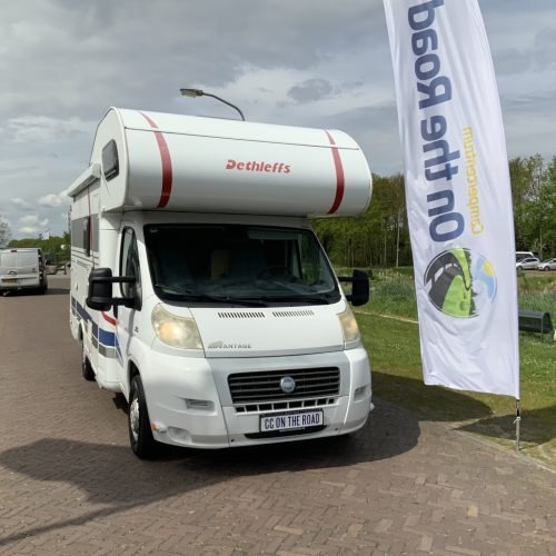 Detlheffs A 5881 Fiat 2.3 130 HP, Alcove, Bunk bed, 5 seats and 6 berths, Shows signs of use, Year 2007 Camper centrum on the road photo: 0