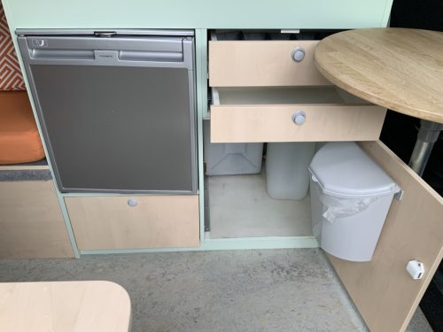 Peugot Boxer L2 H2 Buscamper: Euro 6 with lowerable table to 2 pers. length-bed, 154 cm width, 185 cm length, FSL Camper conversion 2021, km 66000, Swiveling bicycle carrier, Solar panel 180W, Year 2017 Camper centrum on the road photo: 7