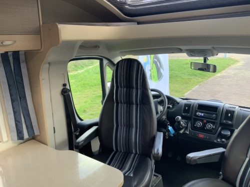 B&uuml;rstner Travel Van 2.3 MultiJ. 130 HP Semi-integrated. Engine air conditioning, Garage, 2 single beds, Length 6.70 m., etc. Year of manufacture 2013 Motorhome center on the road photo: 13