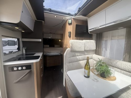 Adria CORAL 600 SC 164 hp euro 6 very compact camper queen bed panoramic roof electric bike rack tv 2x solar panel Remis pleated Maxxfan Navi camera leather fly screen door photo: 16