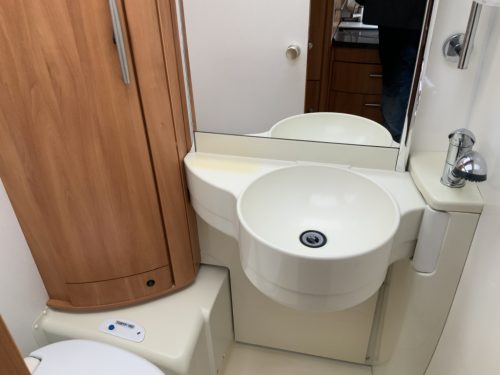 Hymer B 504 SL A-class, Equipped with 1 pers. bed at the rear and a pop-up bed at the front, Engine air conditioning, Alko chassis etc, Year of manufacture 2009 Motorhome centre on the road photo: 26