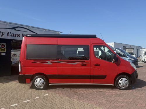 Renault Master automatic bus camper very luxurious conversion transverse bed air conditioning cruise ctr camera navi awning solar panel maxxfan tow bar photo: 2