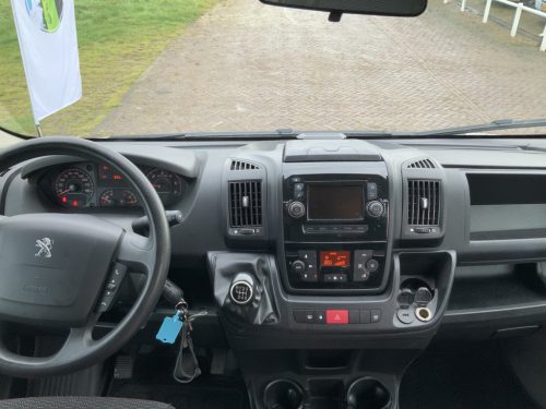 Peugot Boxer L2 H2 Buscamper: Euro 6 with lowerable table to 2 pers. length-bed, 154 cm width, 185 cm length, FSL Camper conversion 2021, km 66000, Swiveling bicycle carrier, Solar panel 180W, Year 2017 Camper centrum on the road photo: 10