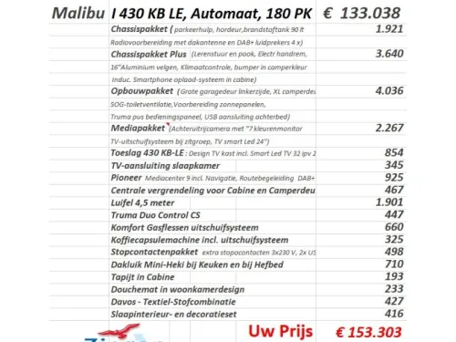 Malibu I 430 LE L&auml;ngs-/Hubbett Automatik Foto: 1