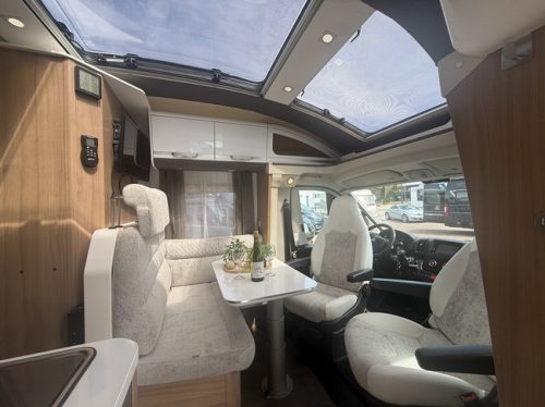 Adria CORAL 600 SC 164 hp euro 6 very compact camper queen bed panoramic roof electric bike rack tv 2x solar panel Remis pleated Maxxfan Navi camera leather fly screen door photo: 15