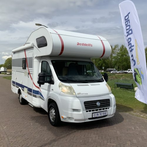 Detlheffs A 5881 Fiat 2.3 130 HP, Alcove, Bunk bed, 5 seats and 6 berths, Shows signs of use, Year 2007 Camper centrum on the road photo: 4