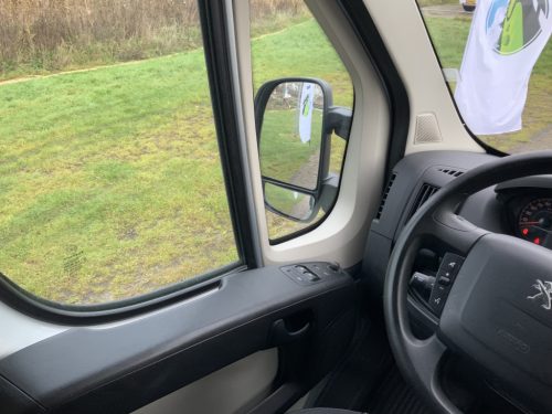 Peugot Boxer L2 H2 Buscamper: Euro 6 with lowerable table to 2 pers. length-bed, 154 cm width, 185 cm length, FSL Camper conversion 2021, km 66000, Swiveling bicycle carrier, Solar panel 180W, Year 2017 Camper centrum on the road photo: 14