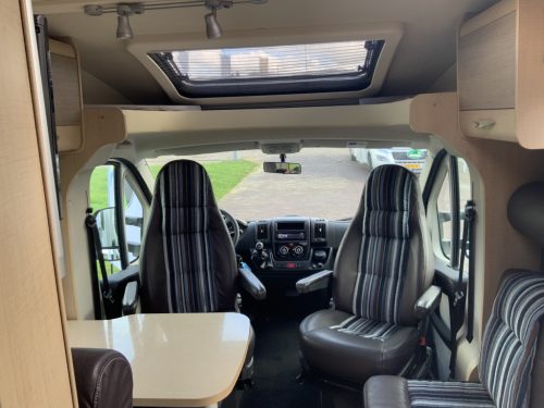 B&uuml;rstner Travel Van 2.3 MultiJ. 130 HP Semi-integrated. Engine air conditioning, Garage, 2 single beds, Length 6.70 m., etc. Year of manufacture 2013 Motorhome center on the road photo: 10