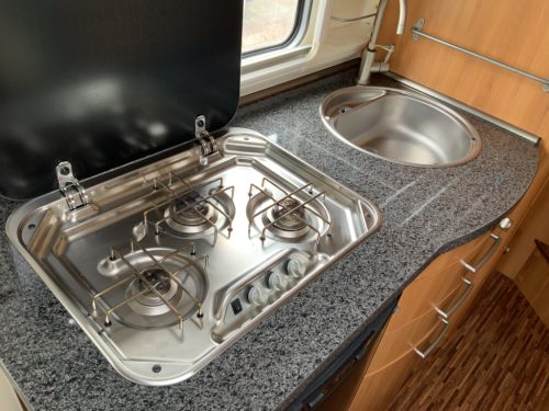 Hymer B 504 SL A-class, Equipped with 1 pers. bed at the rear and a pop-up bed at the front, Engine air conditioning, Alko chassis etc, Year of manufacture 2009 Motorhome centre on the road photo: 13