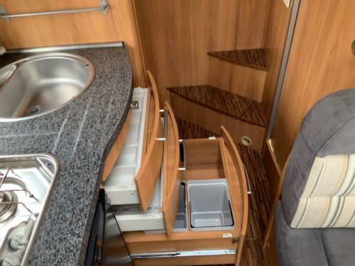 Hymer B 504 SL A-class, Equipped with 1 pers. bed at the rear and a pop-up bed at the front, Engine air conditioning, Alko chassis etc, Year of manufacture 2009 Motorhome centre on the road photo: 15