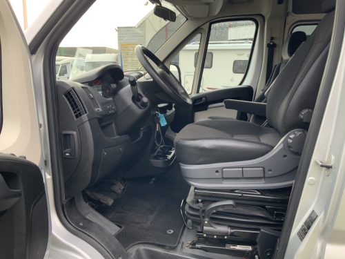 Peugot Boxer L2 H2 Buscamper: Euro 6 with lowerable table to 2 pers. length-bed, 154 cm width, 185 cm length, FSL Camper conversion 2021, km 66000, Swiveling bicycle carrier, Solar panel 180W, Year 2017 Camper centrum on the road photo: 11