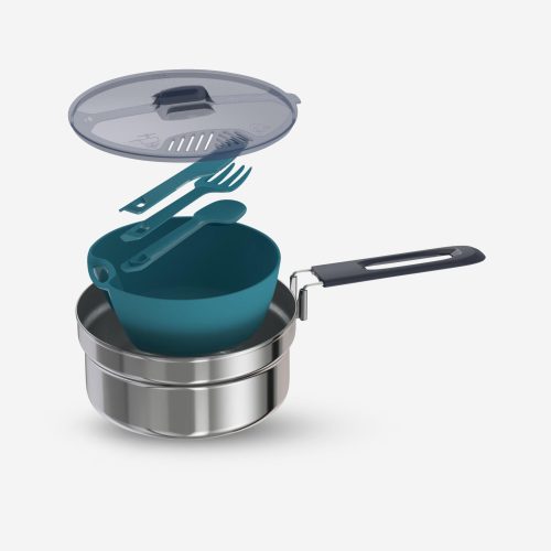 Quechua - Cooking set for hikers mh100 stainless steel 1 person (1.1 l)