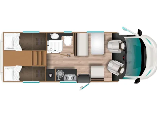 Itineo PJ700 single beds pop-top roof photo: 22